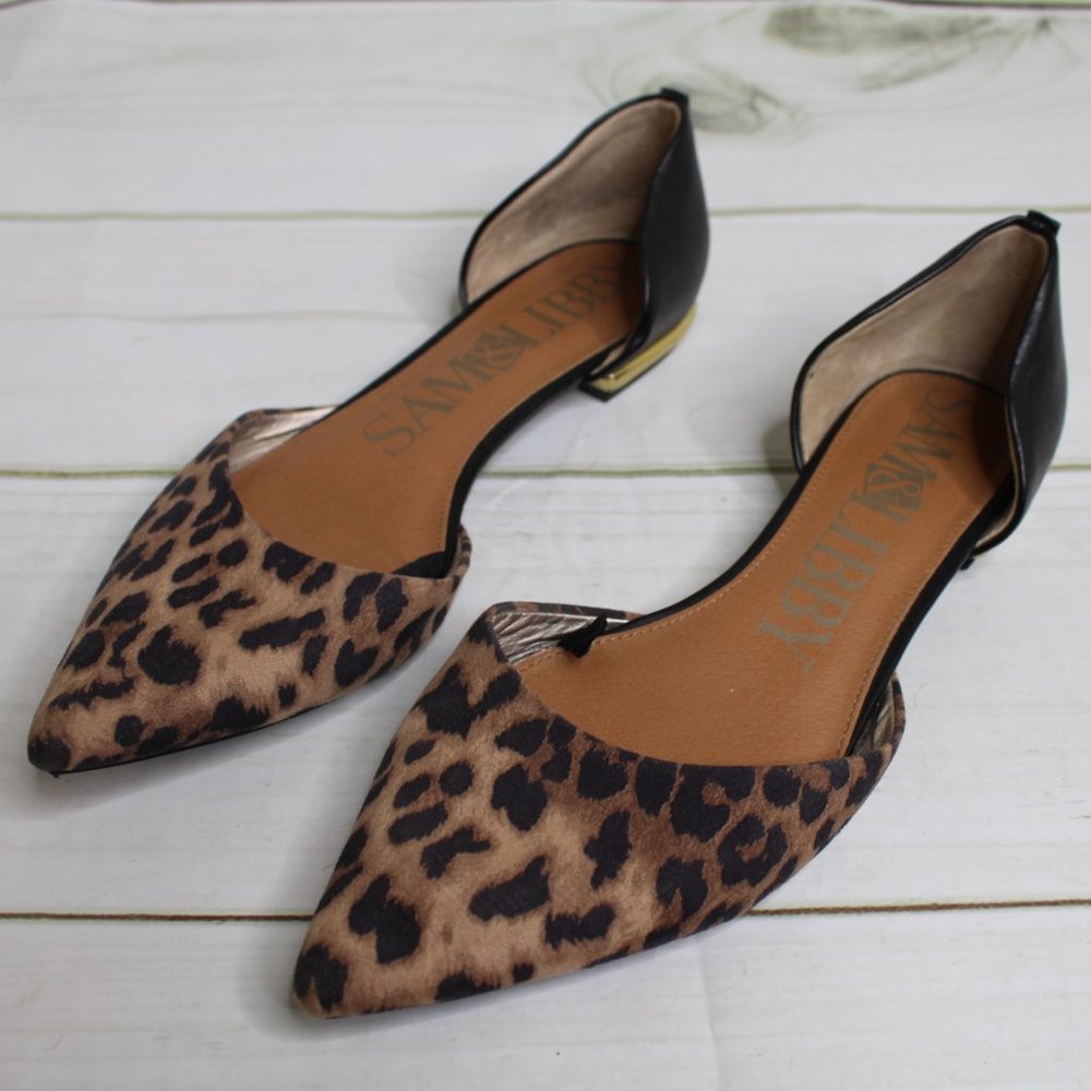 Sam & Libby Leopard Print Pointed Toe Ballet Flats